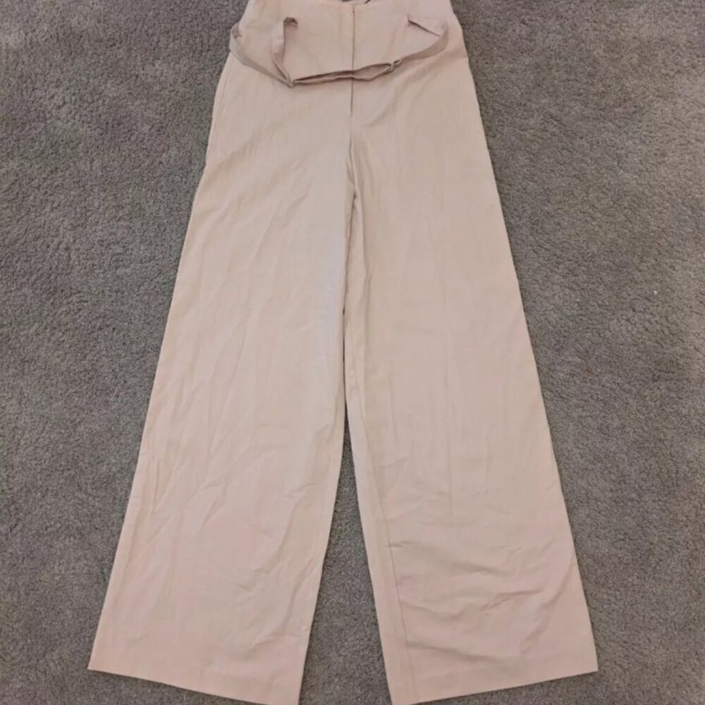 Zara Wide Leg Pants Pale Pink With Accent Belt Size S 7385/417/622